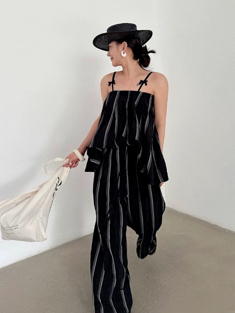 striped ribbon camisole top 1color 【NINE7047】