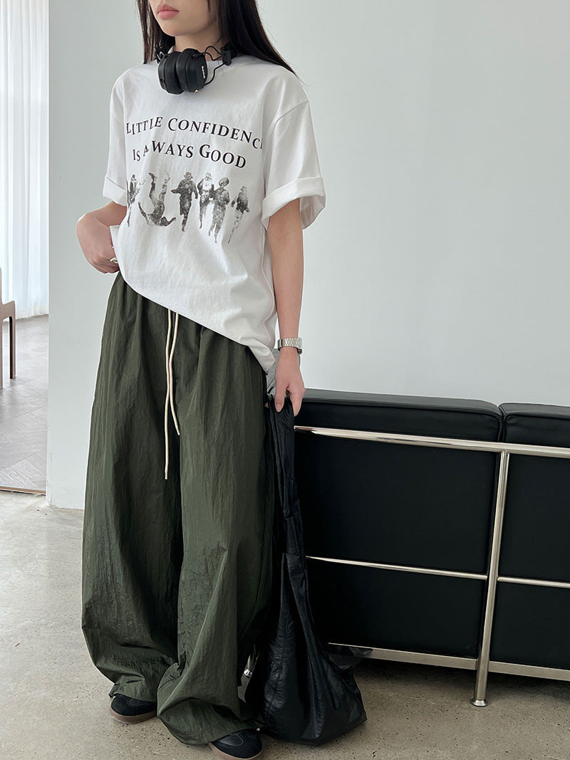 casual drawstring wide leg pants 2color 【NINE7254】