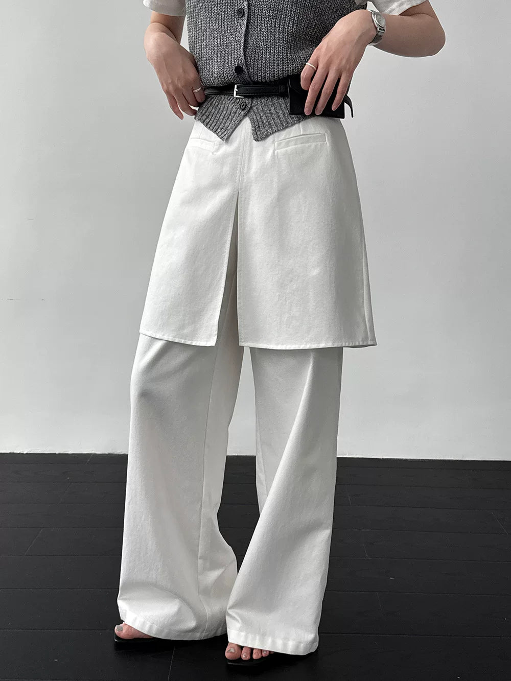 skirt layered wide leg pants 2color 【NINE7074】