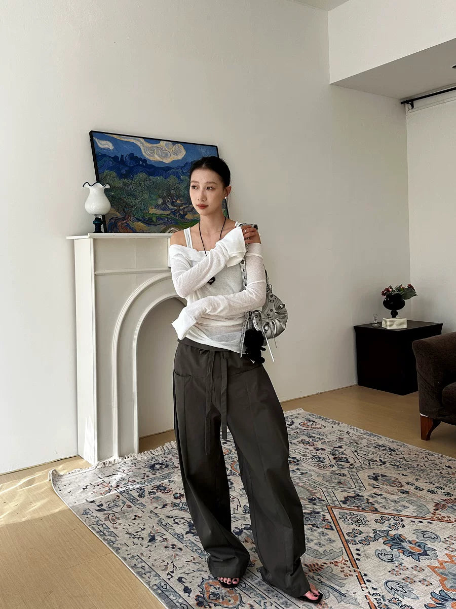 foldover waist loose casual pants 1color 【NINE7153】