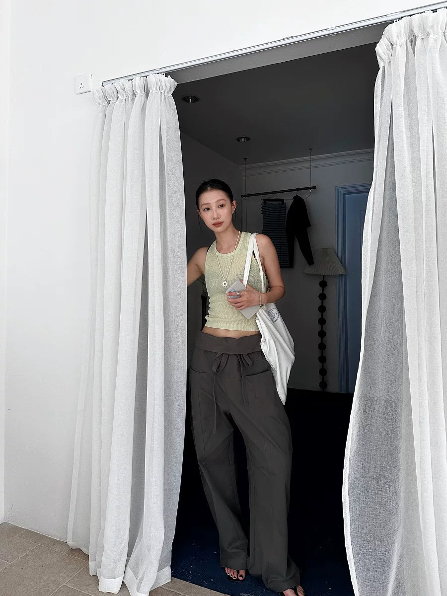 foldover waist loose casual pants 1color 【NINE7153】