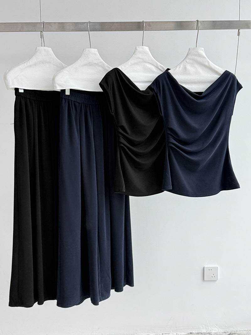 drape top wide pants set 2color 【NINE7257】