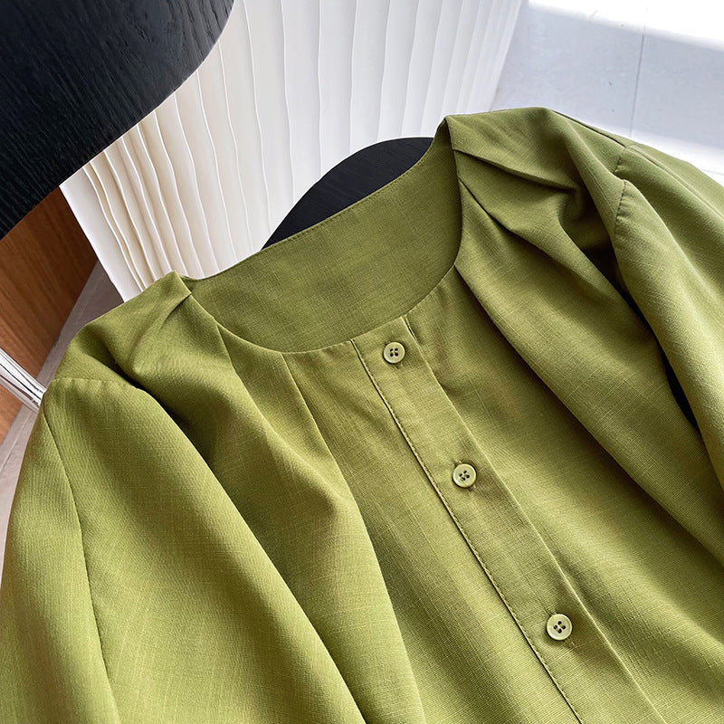 puff sleeve pleated blouse 3color 【NINE7241】