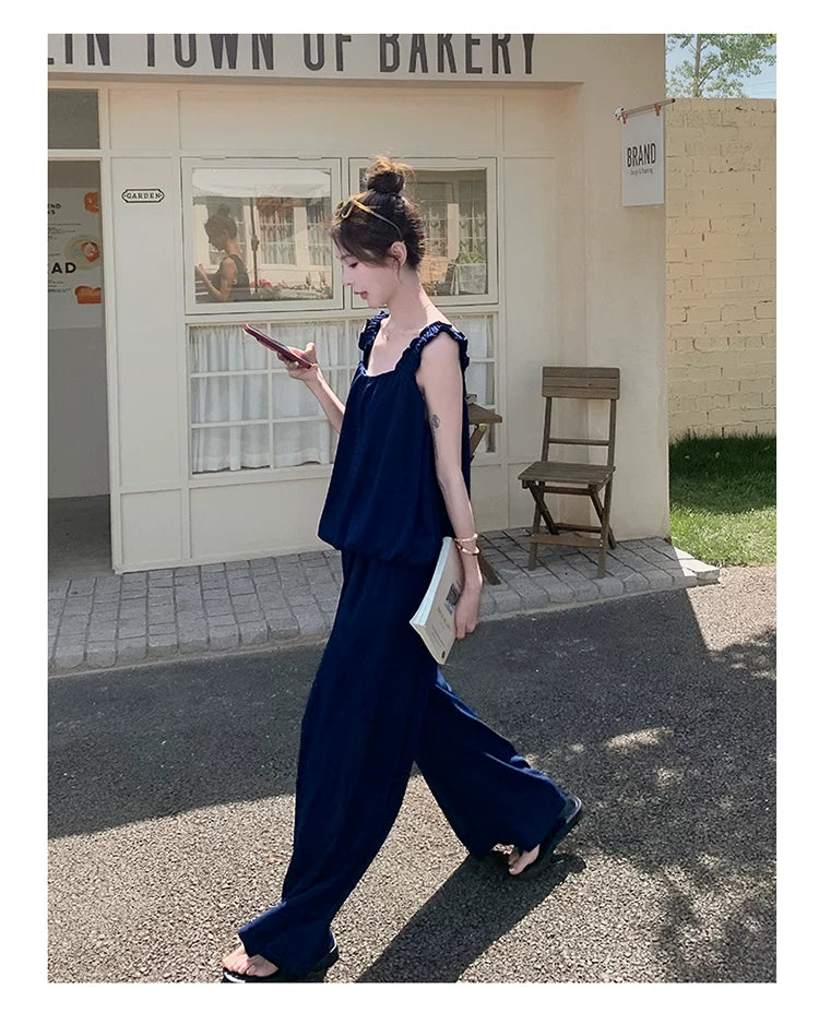 sleeveless cami wide pants setup 1color 【NINE7133】