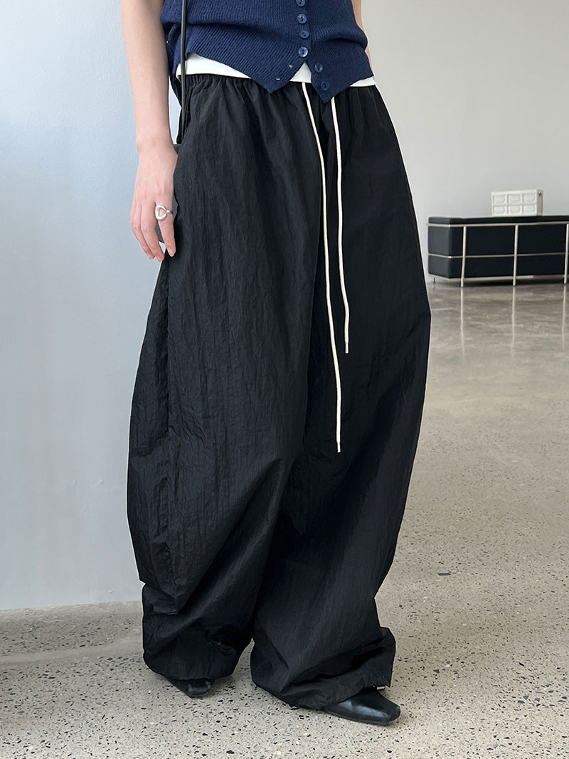 casual drawstring wide leg pants 2color 【NINE7254】