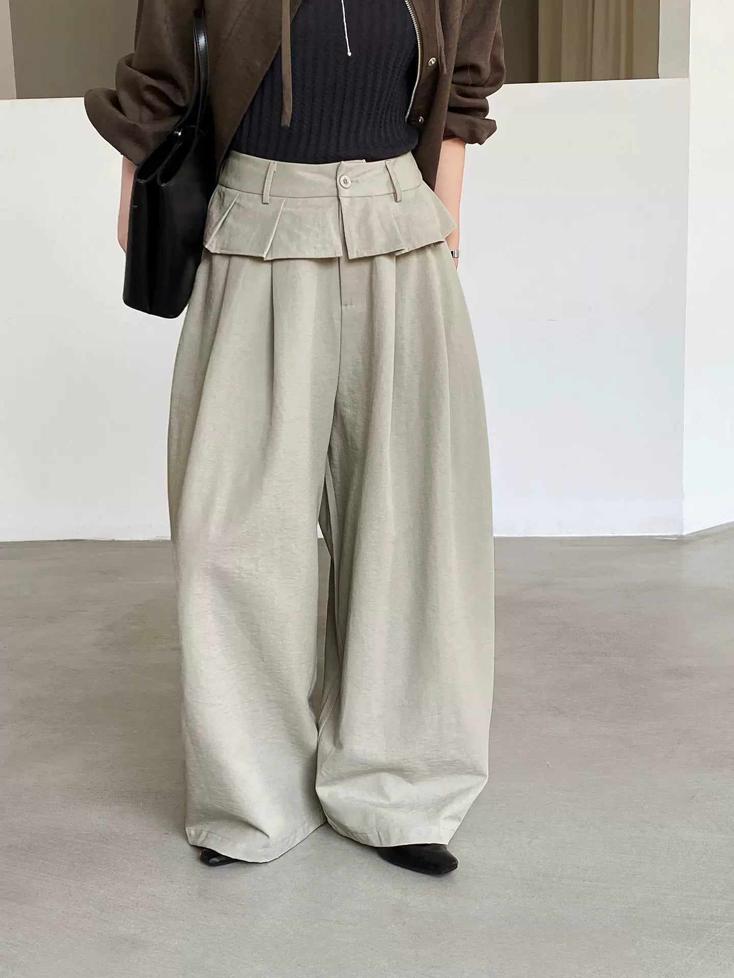 peplum waist tuck wide pants 1color 【NINE7088】