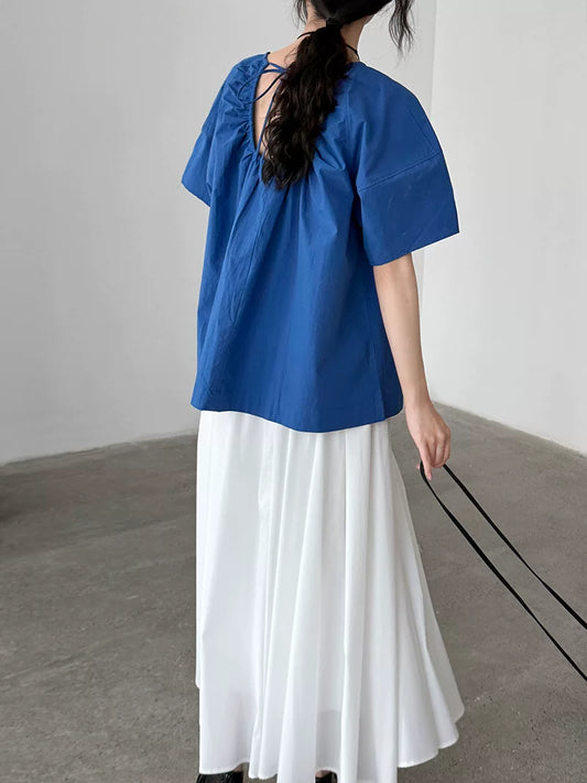 back open ribbon blouse 2color 【NINE7071】