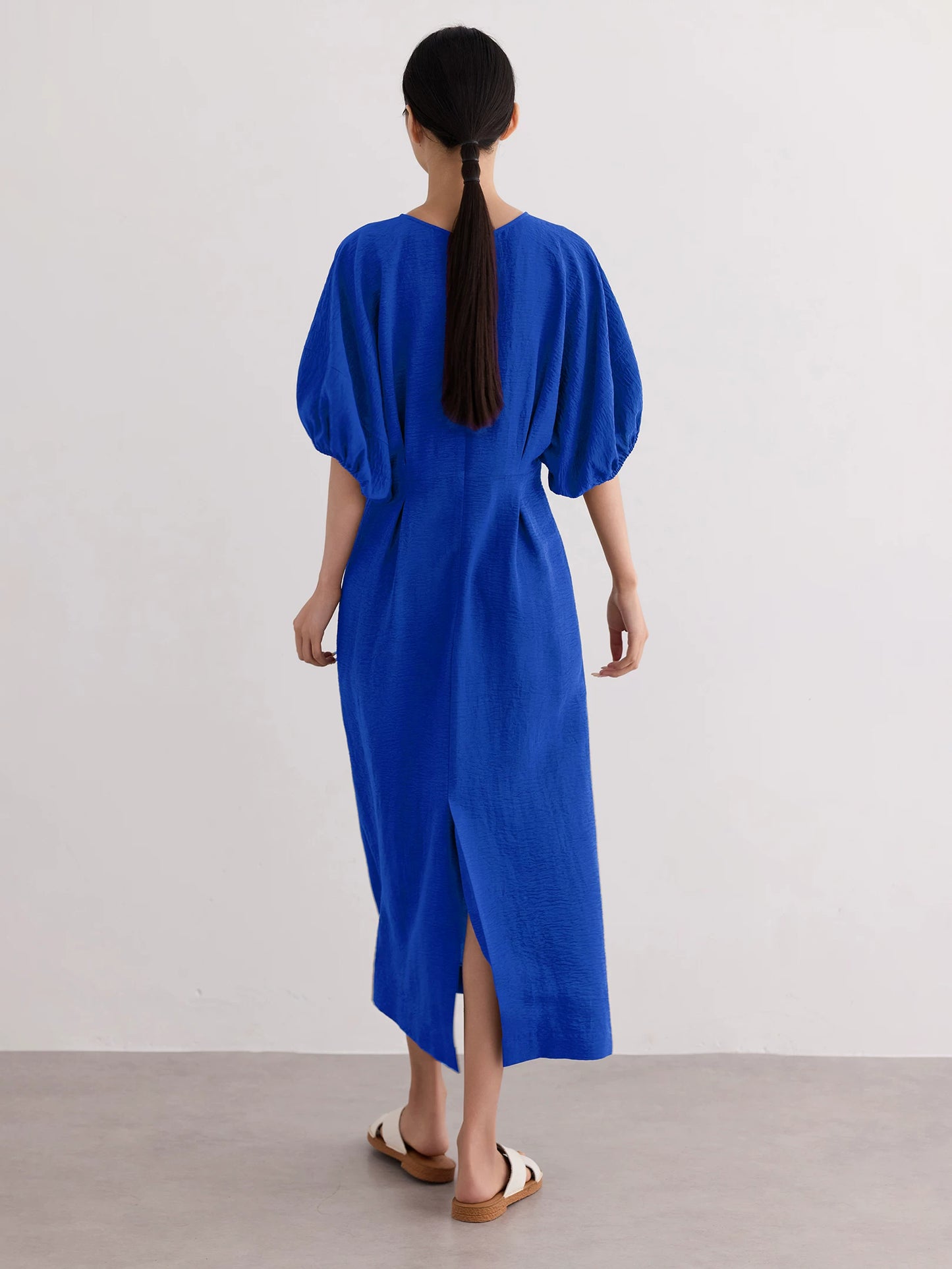 waist gathered  maxi dress 11color 【NINE7213】