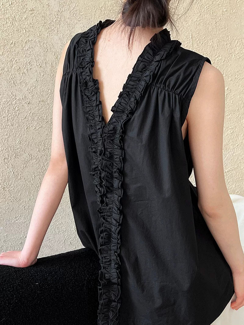 ruffle sleeveless 2way shirt 2color 【NINE7023】