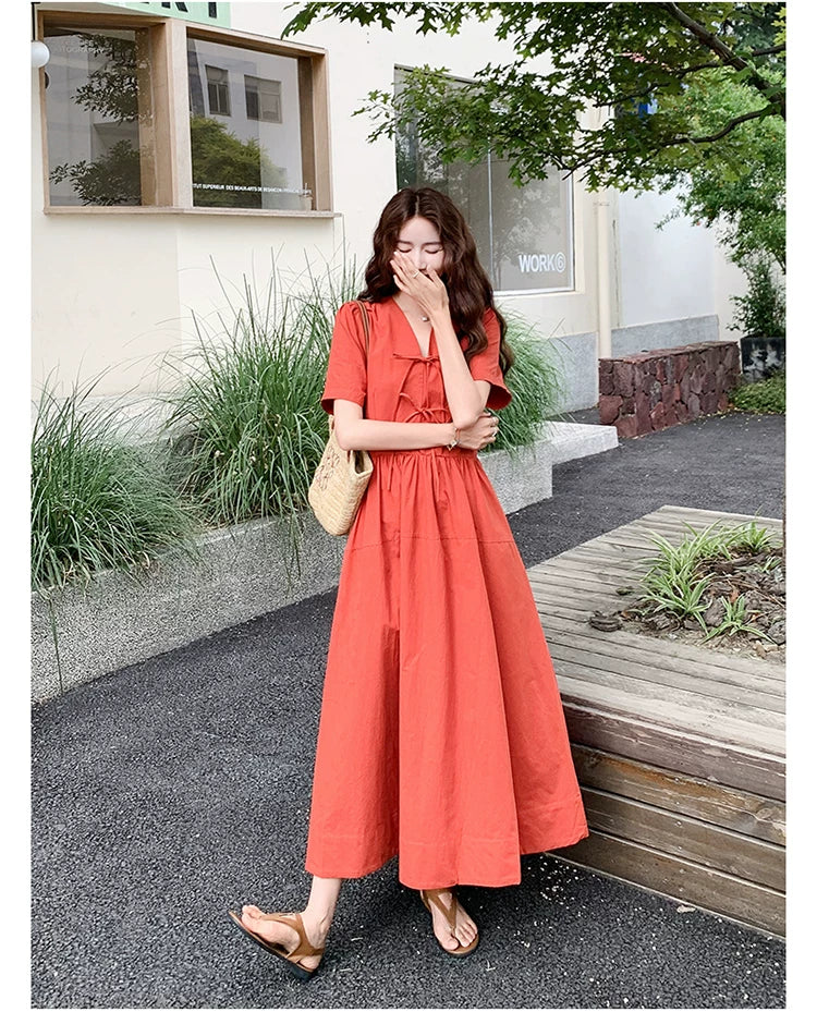vneck aline french dress 1color 【NINE7135】