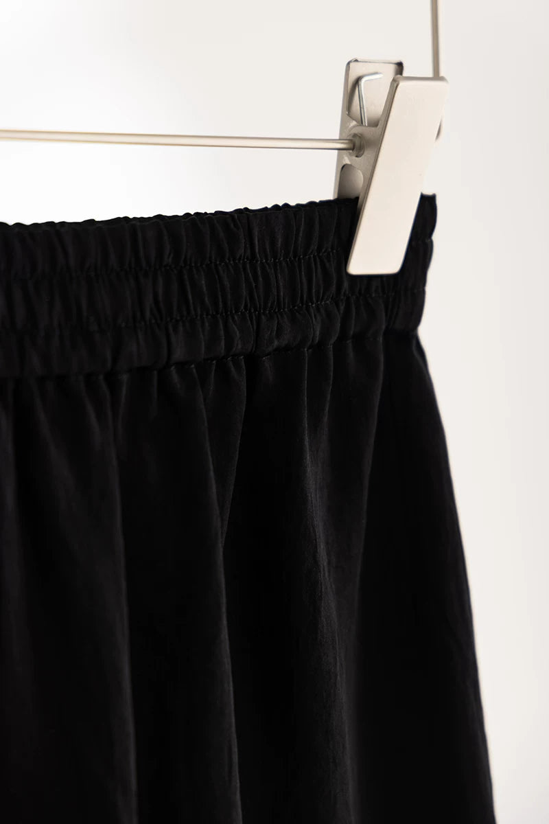 textured elastic waist long A-line skirt 1color 【NINE7217】