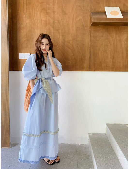 balloon sleeve skirt setup 1color 【NINE7122】