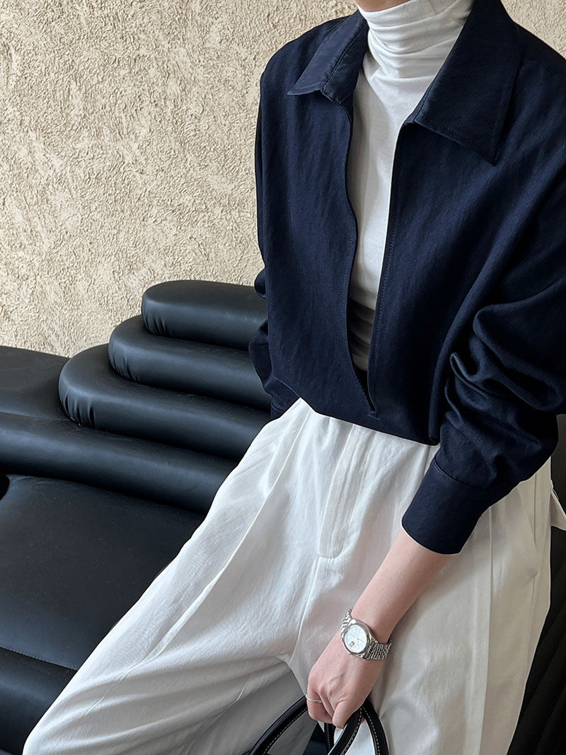 deep v neck collar shirt 1color 【NINE7248】