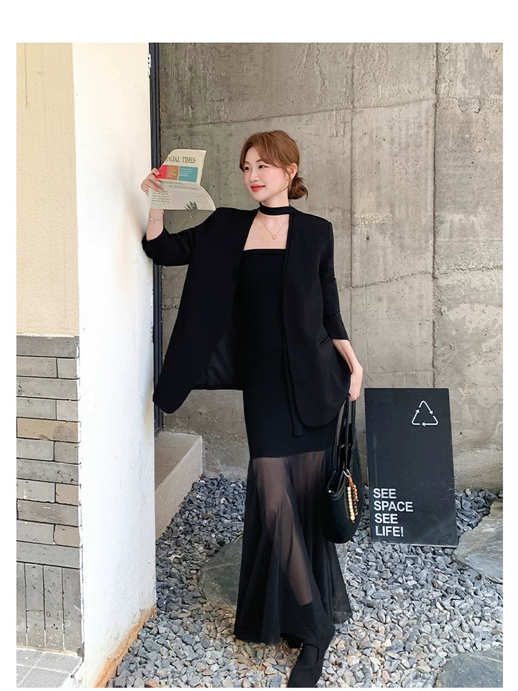 sheer dress tailored jacket setup 1color 【NINE7128】