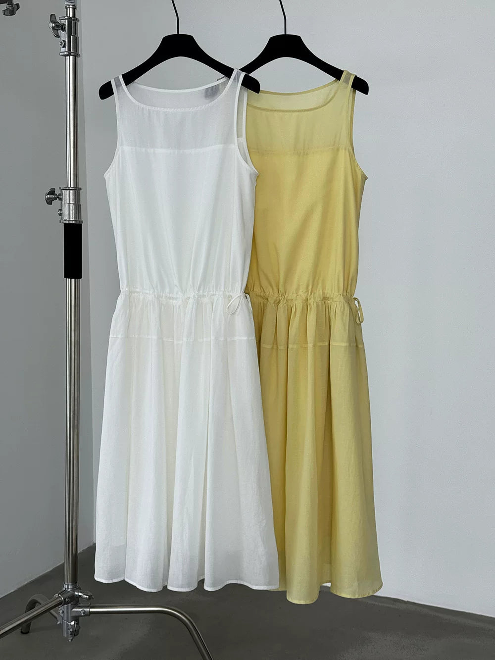 drawstring tiered sleeveless long dress 2color 【NINE7067】