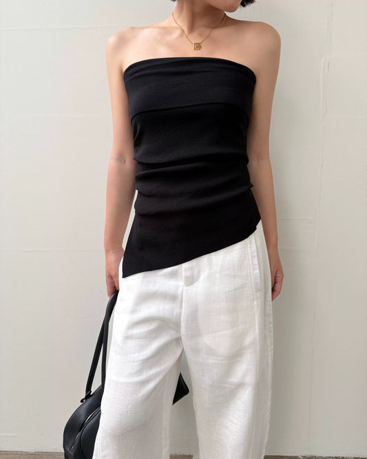 asymmetric hem knit tube top 2color【NINE7005】