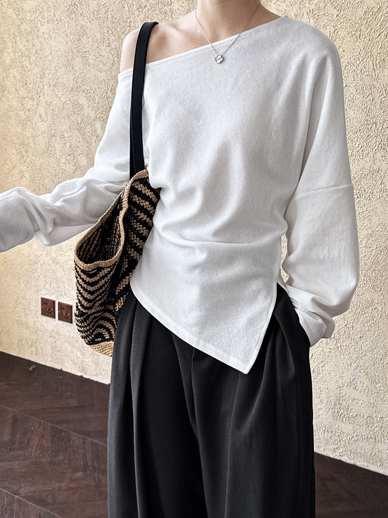 off shoulder asymmetric top 3color 【NINE7244】