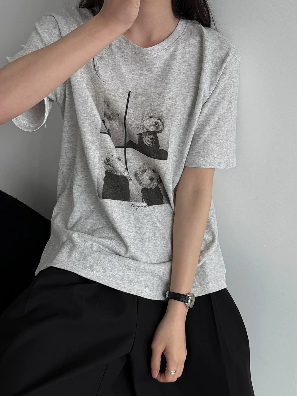 dog photo print casual tshirt 2color 【NINE7080】