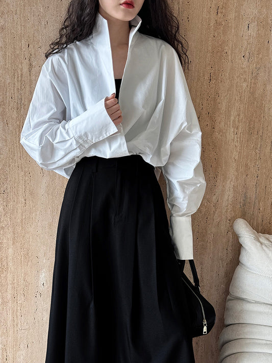 draped crossover short blouse 2color 【NINE7238】