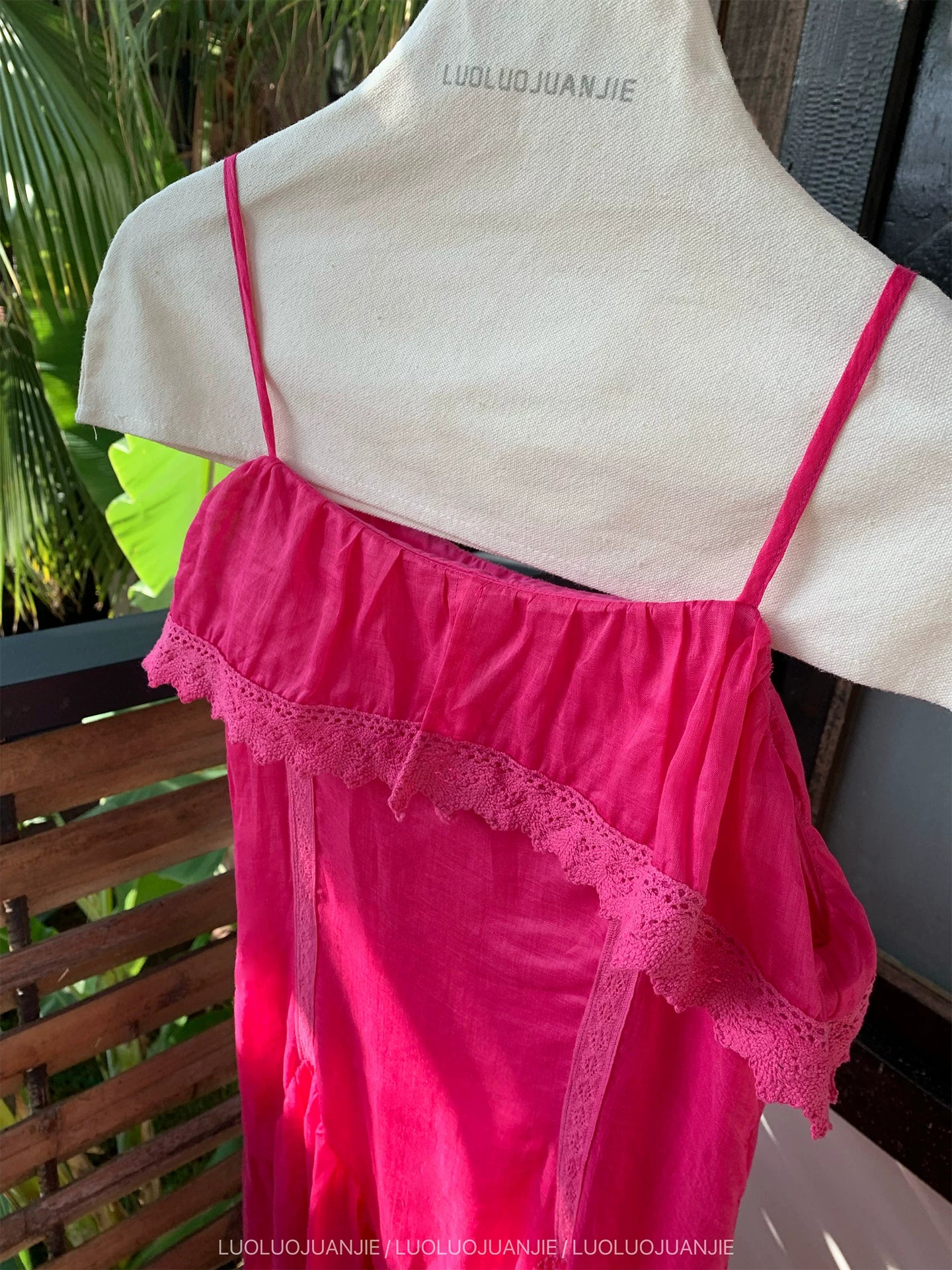 ramie camisole ruffles cami dress 1color 【NINE7144】
