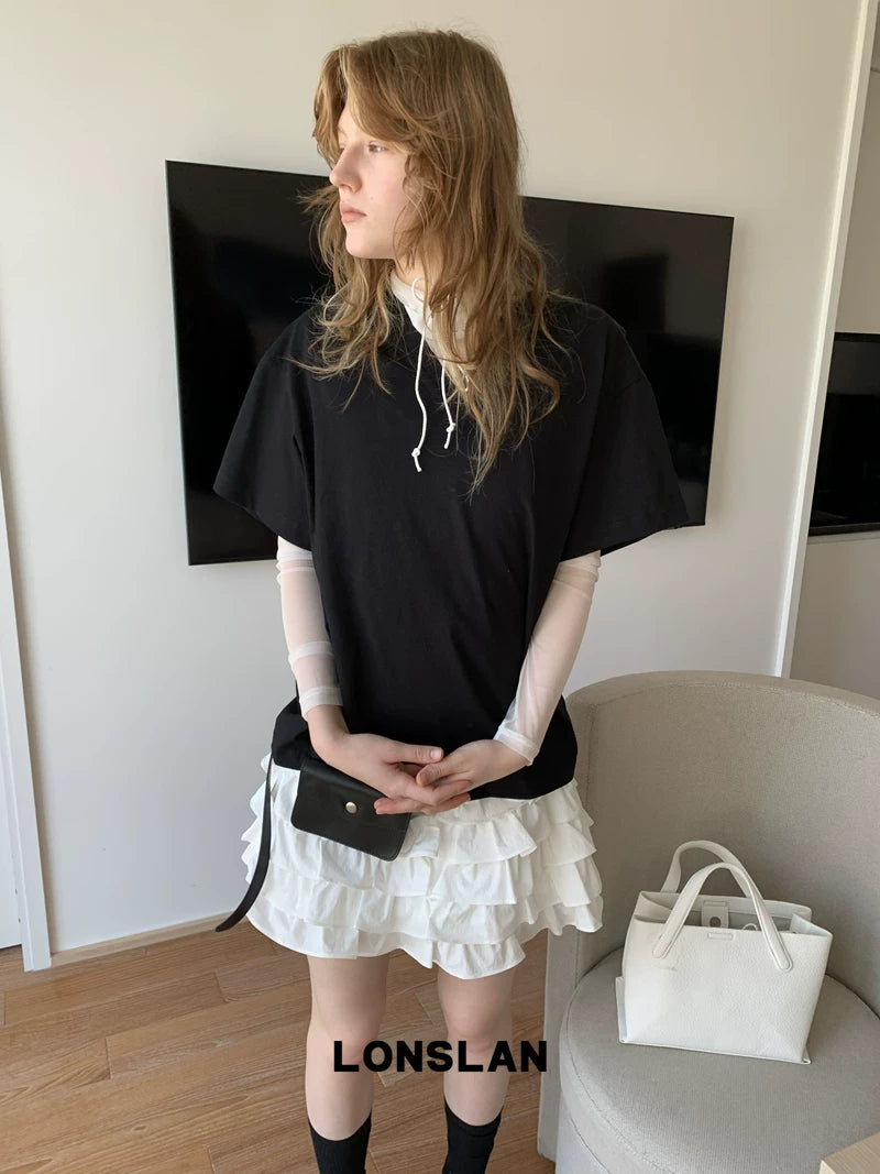 v neck loose cotton t shirt 3color 【NINE7018】