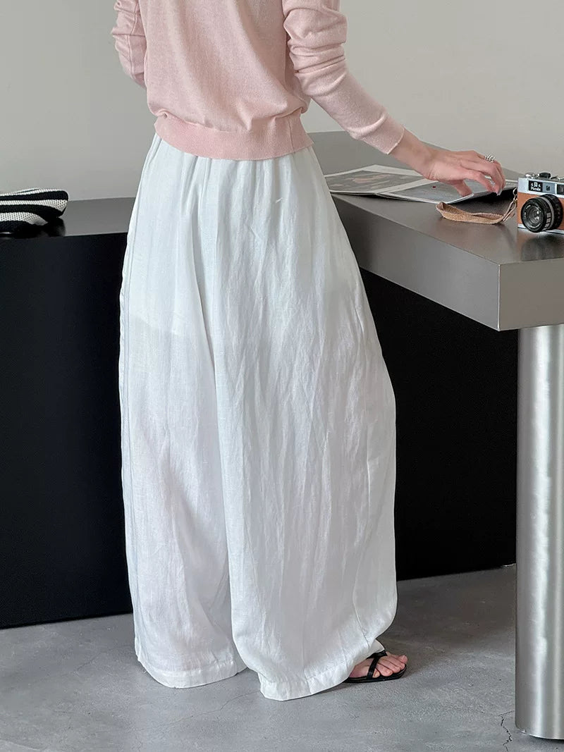 pleated linen wide leg pants 3color 【NINE7065】