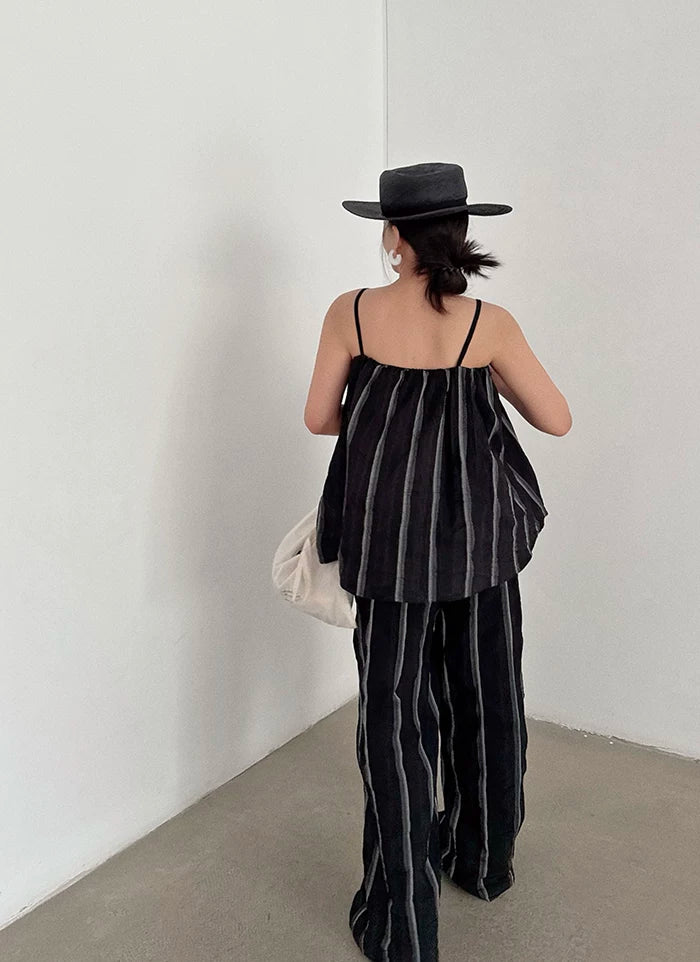 stripe  wide leg pants 1color 【NINE7043】