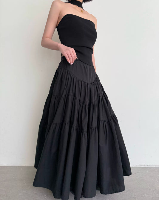 tiered flared long skirt 1color 【NINE7011】