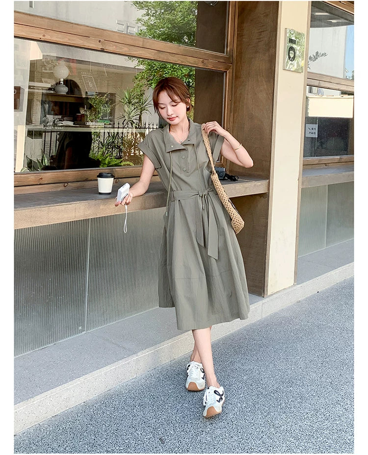 military belt safari dress 1color 【NINE7132】