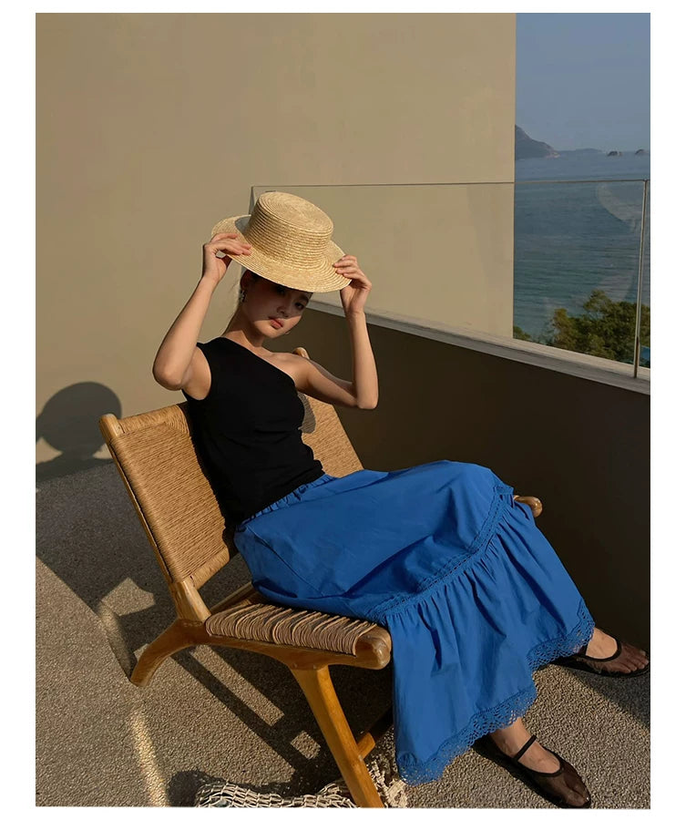 one shoulder rib sleeveless top 1color 【NINE7185】