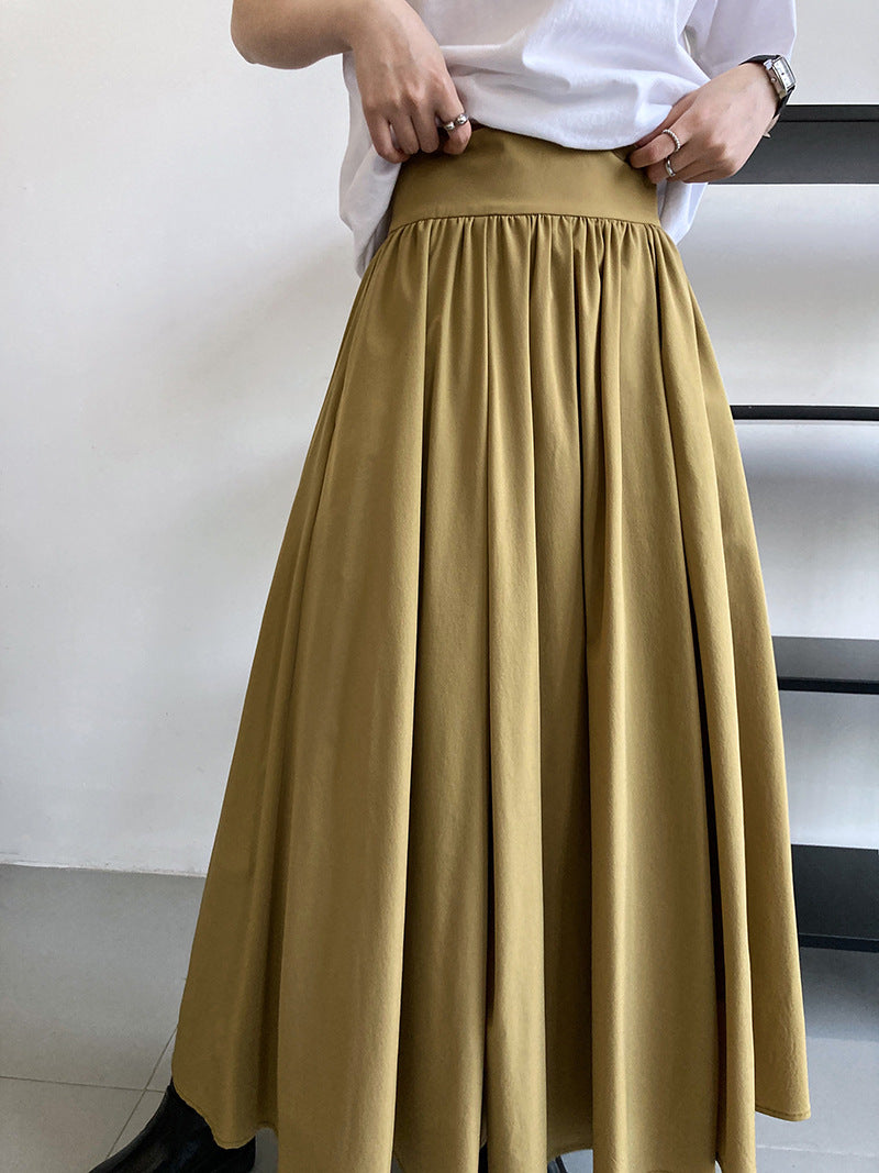 high waist gathered flare skirt 3color 【NINE7253】