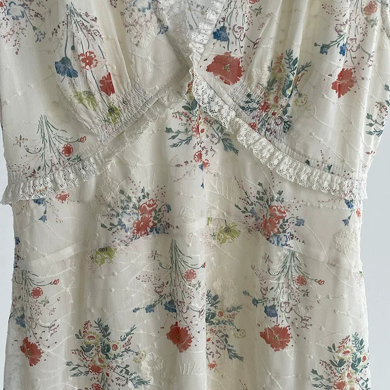 floral v neck maxi dress 1color 【NINE7068】