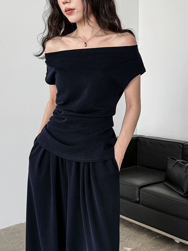 drape top wide pants set 2color 【NINE7257】