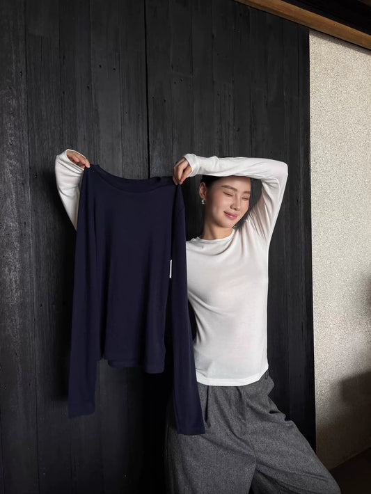 basic rib long sleeve top 4colors 【NINE7194】