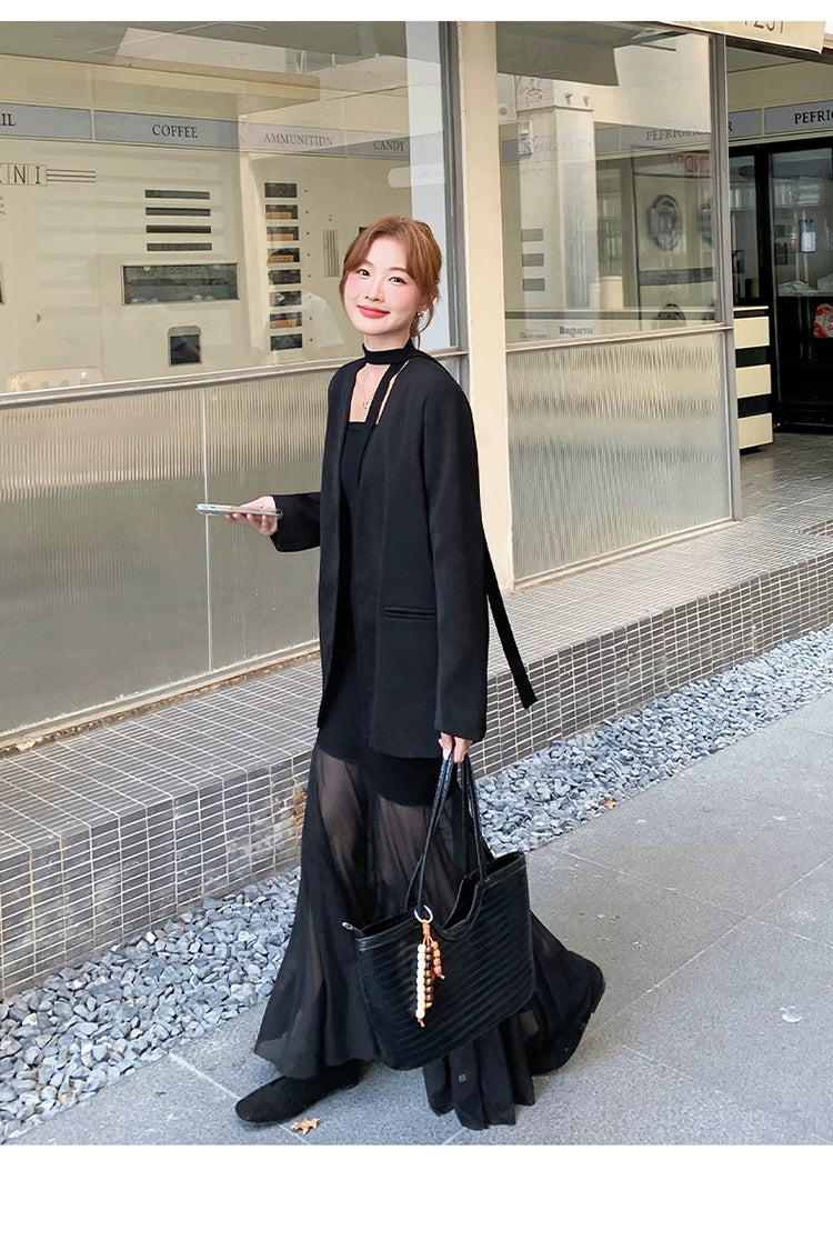 sheer dress tailored jacket setup 1color 【NINE7128】