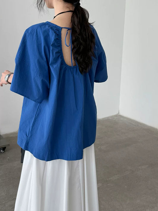 back open ribbon blouse 2color 【NINE7071】
