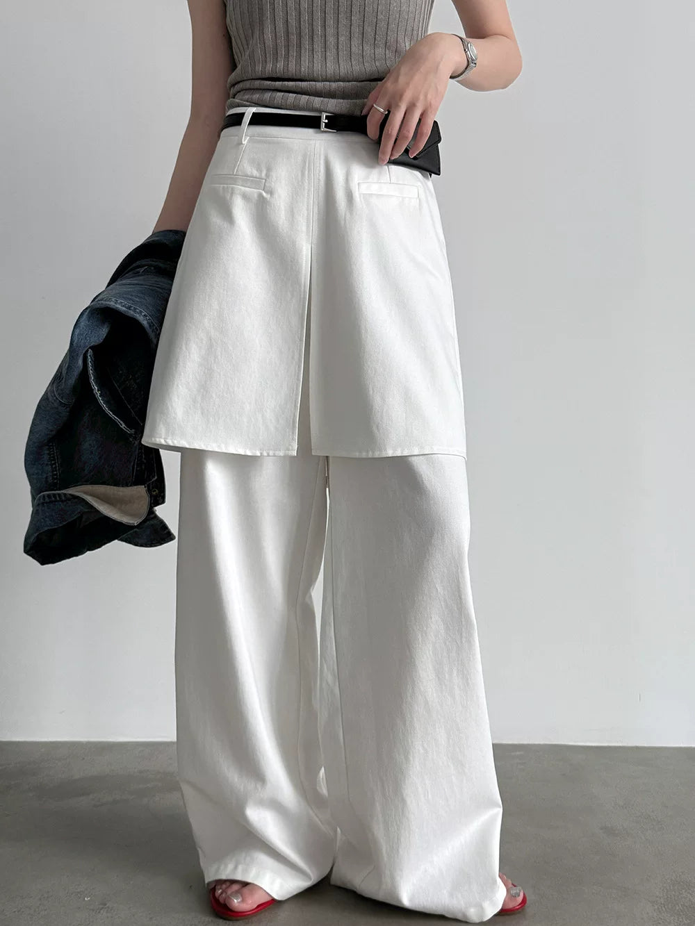 skirt layered wide leg pants 2color 【NINE7074】