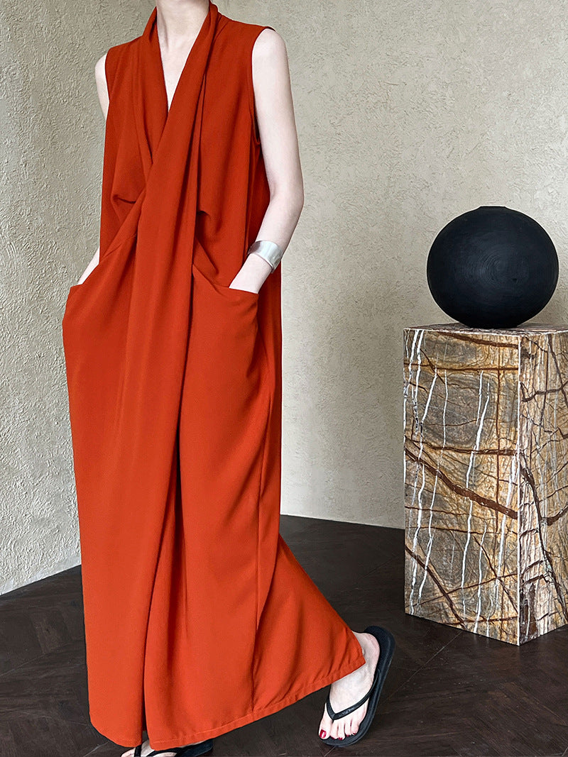 draped sleeveless maxi dress 2color 【NINE7231】