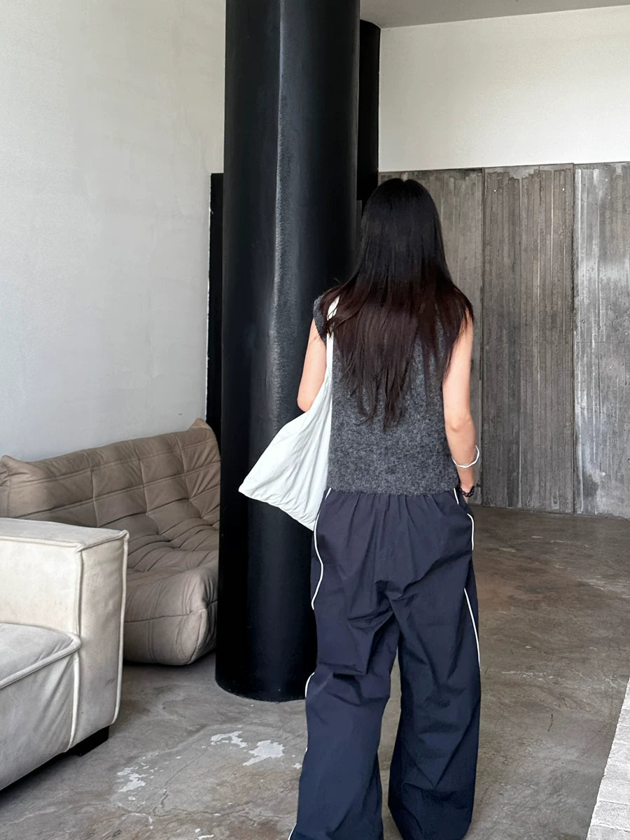 side piping drawstring casual wide pants 1color 【NINE7151】
