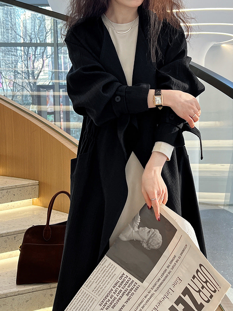 drape collar trench long coat 2color 【NINE7250】