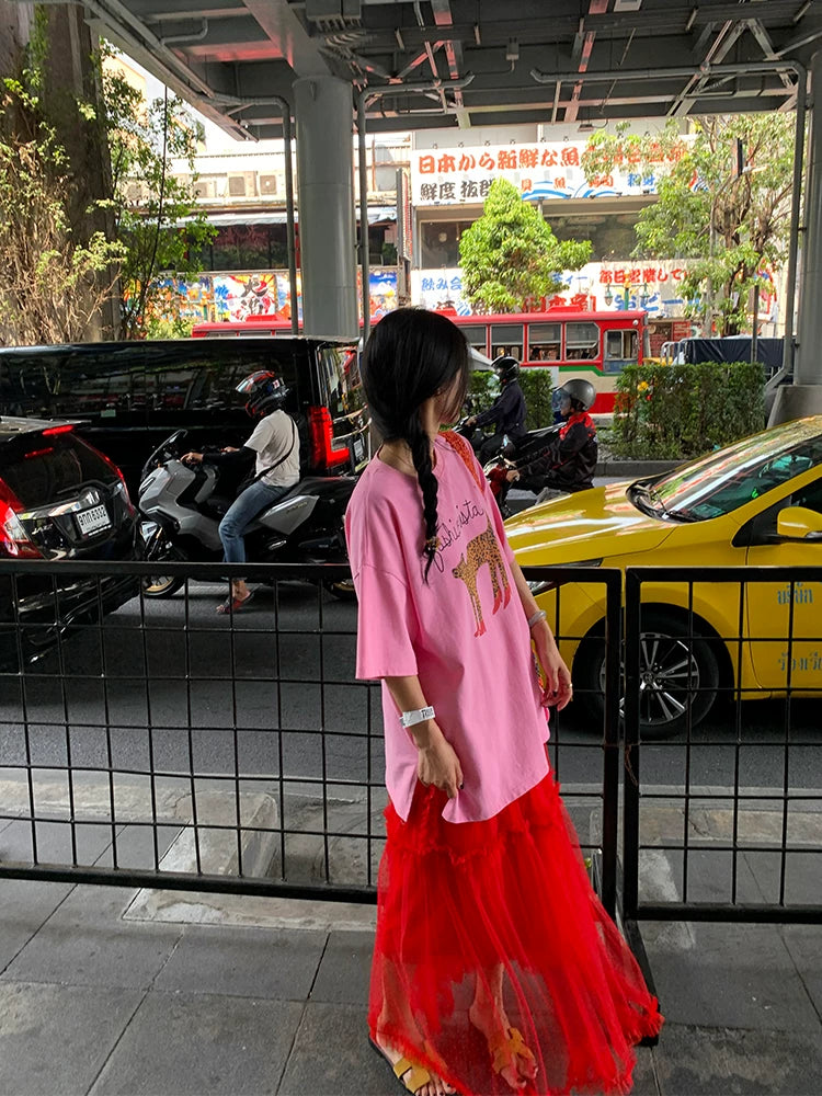 dot tulle ruffle tiered long skirt 1color 【NINE7205】