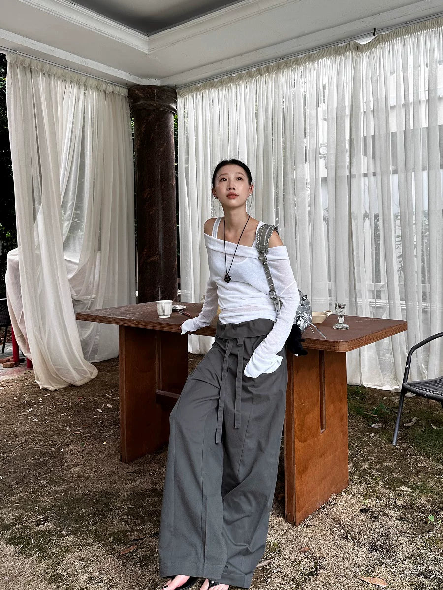 foldover waist loose casual pants 1color 【NINE7153】