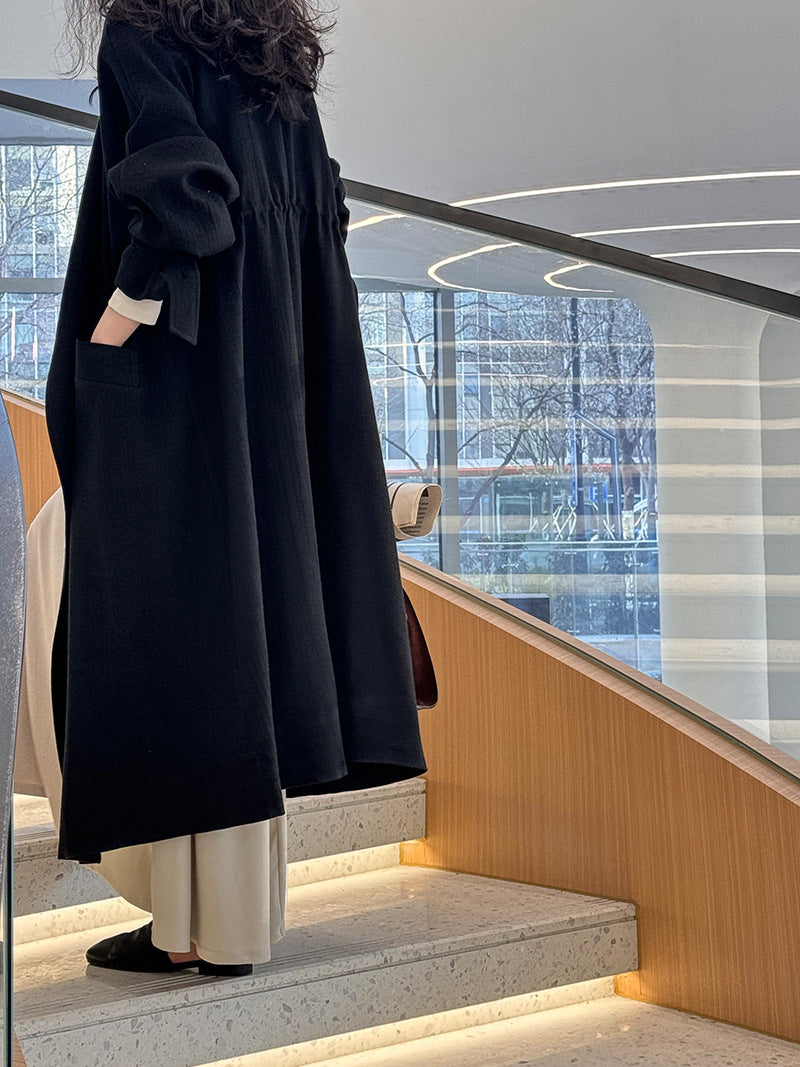 drape collar trench long coat 2color 【NINE7250】