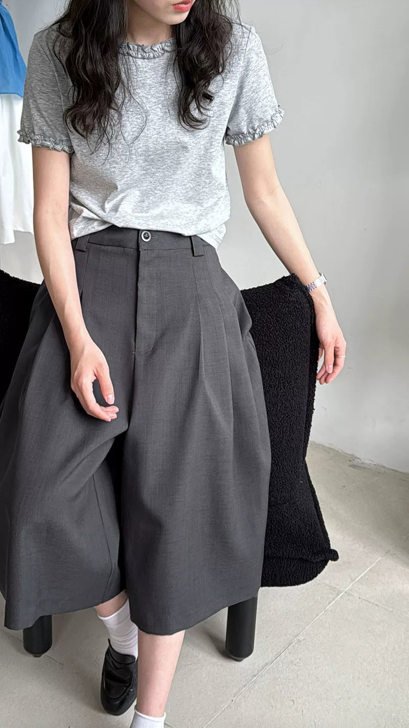 pleated wide leg pants 2color 【NINE7058】