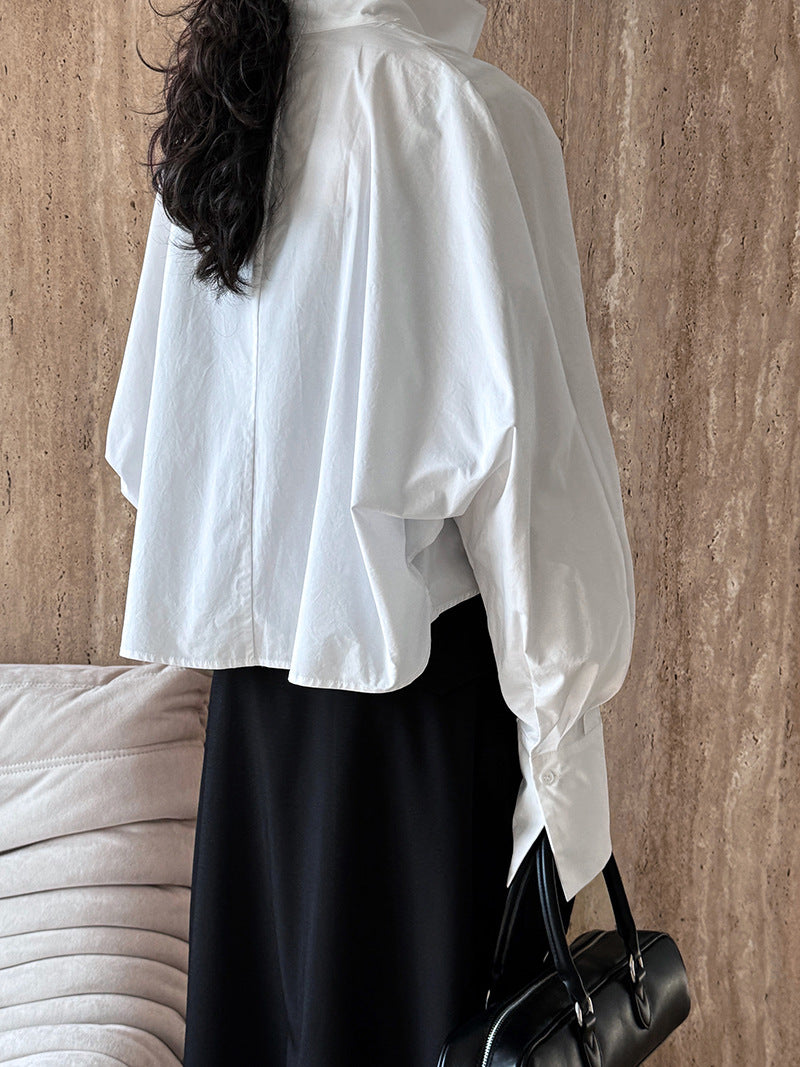 draped crossover short blouse 2color 【NINE7238】