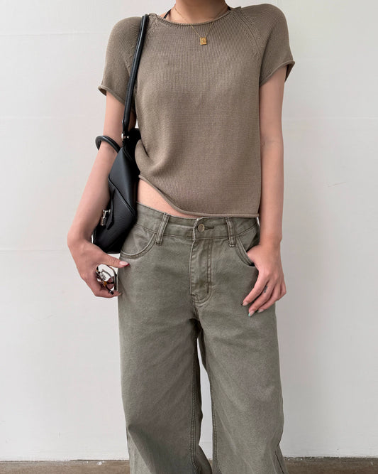 minimal short sleeve knit top 3color【NINE7004】