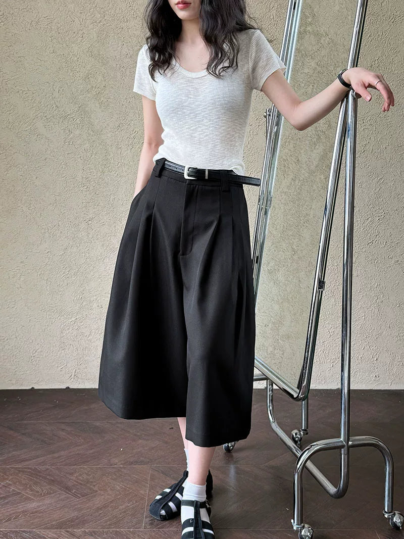 pleated wide leg pants 2color 【NINE7058】