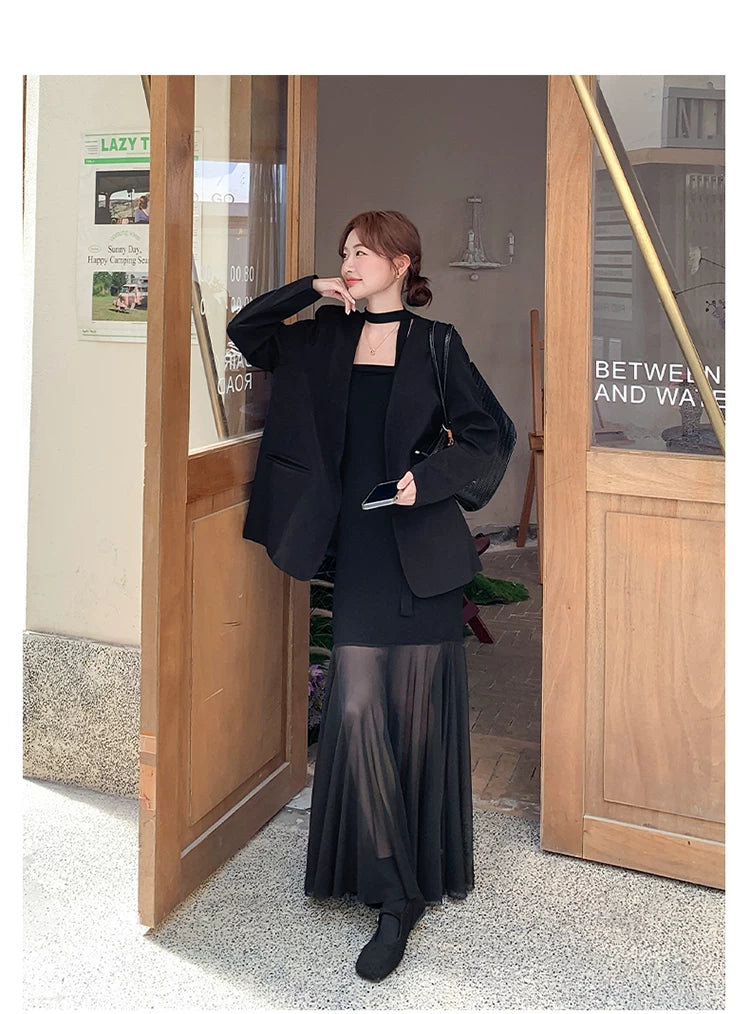 sheer dress tailored jacket setup 1color 【NINE7128】