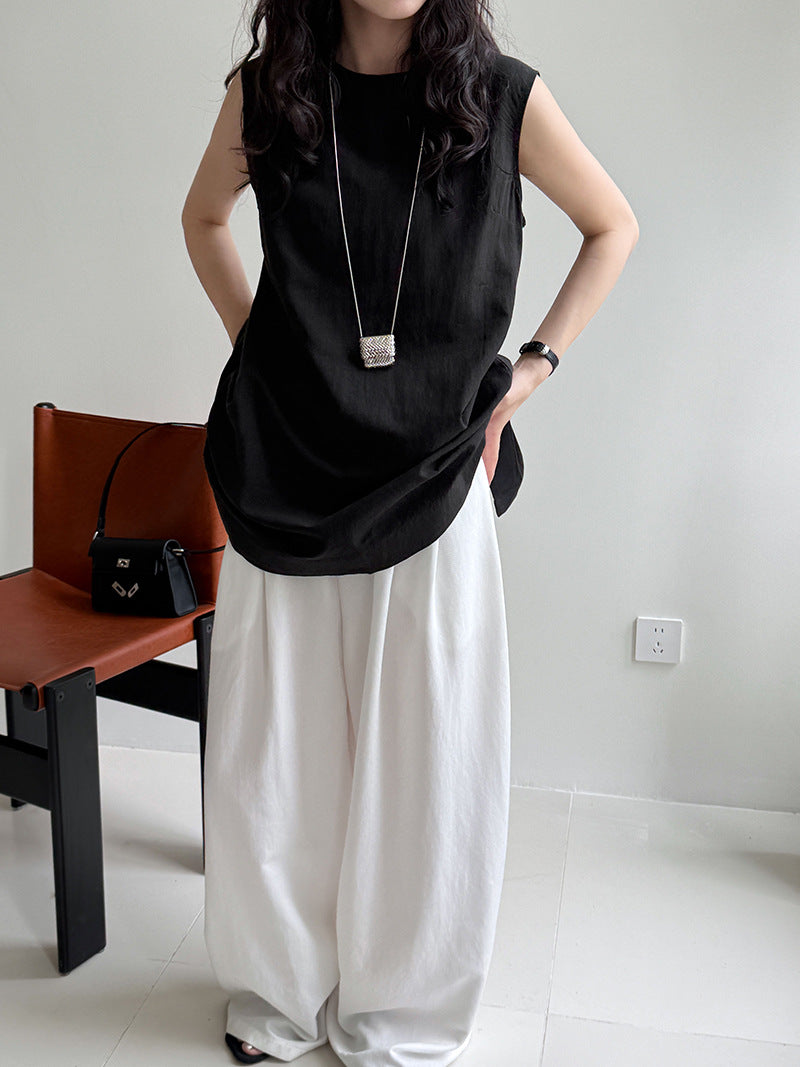 wide leg casual tuck pants 3color 【NINE7247】