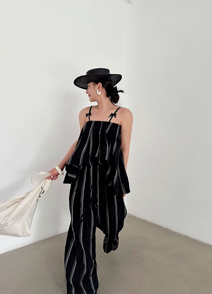 stripe  wide leg pants 1color 【NINE7043】